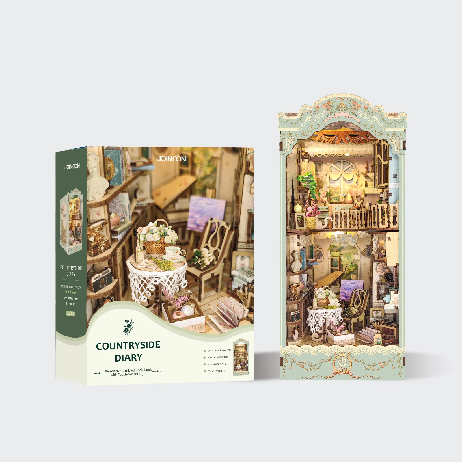 

Wooden bookend 3D puzzle model magic book house dream ocean pastoral diary night light assembly DIY gift doll house desktop dec