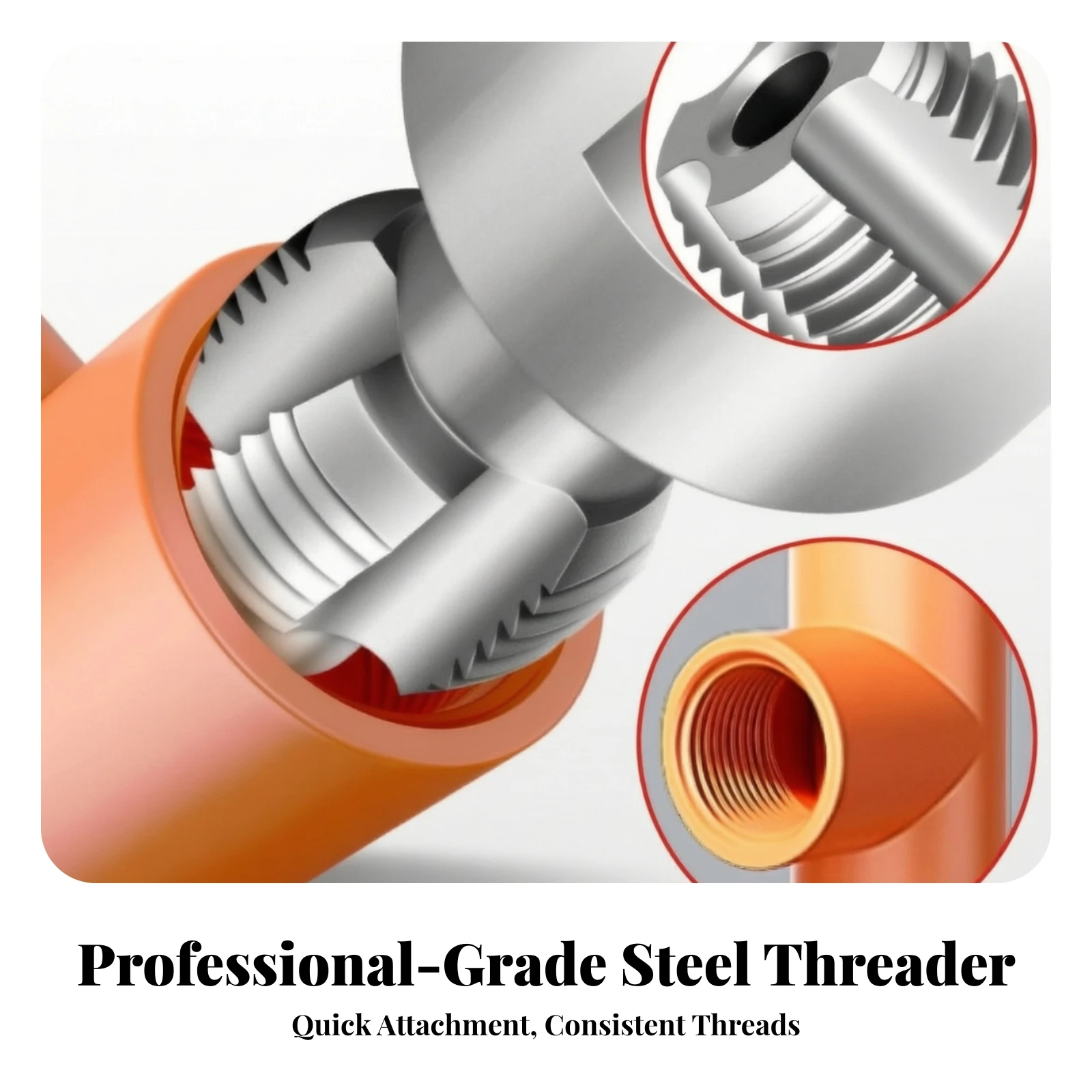 Pipe Threader with Hex Shank Adapter Heavy-Duty Drill Powered Pipe Threader Set Portable Kit Leak-Resistant for Plumbers
