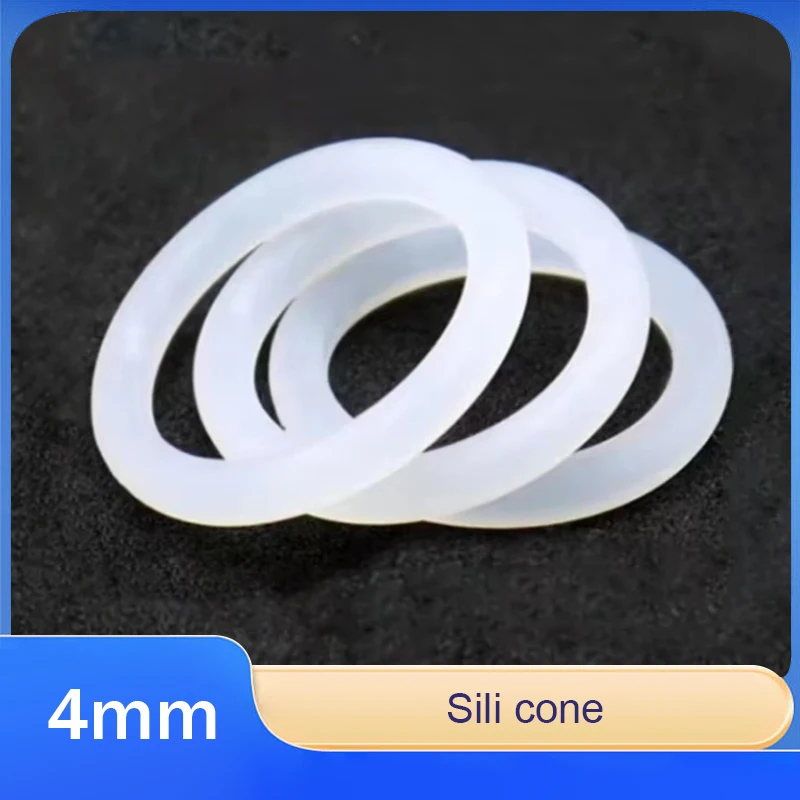 

White Food Grade VMQ Silicone O-Rings - OD 12-80mm, CS 4mm, High-Temperature Sealing Gaskets