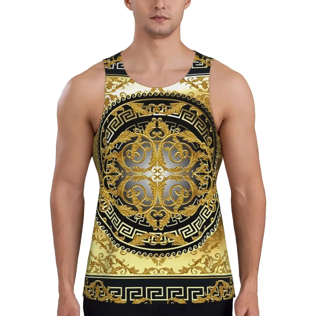 Queen Of Absolutely Everything Gold Baroque Gym Tank Bodybuilding Vest Fitness Sleeveless Tops Dry Men Workout Sports Clothing