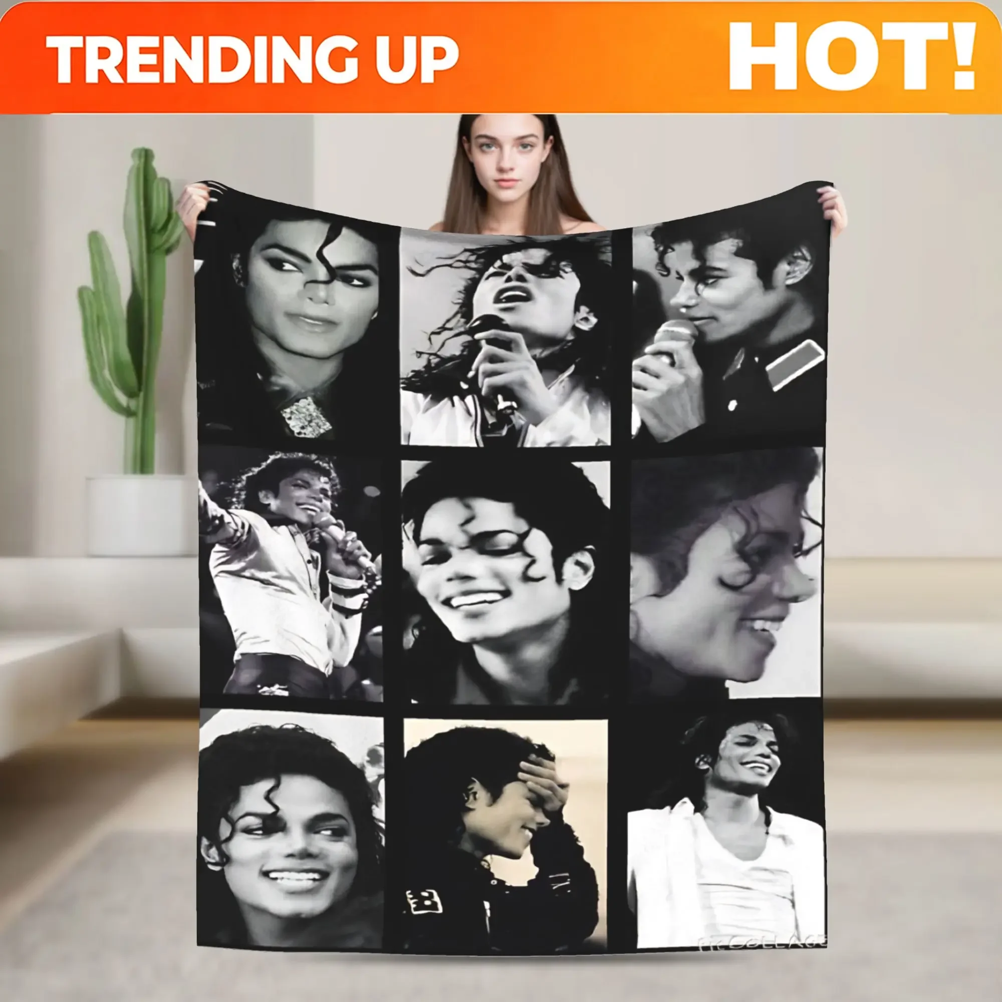 Custom MJ Pop King Blanket Plush Throw Blanket Summer Air Conditioning Personalised Ultra-Soft Warm Bedsprea,