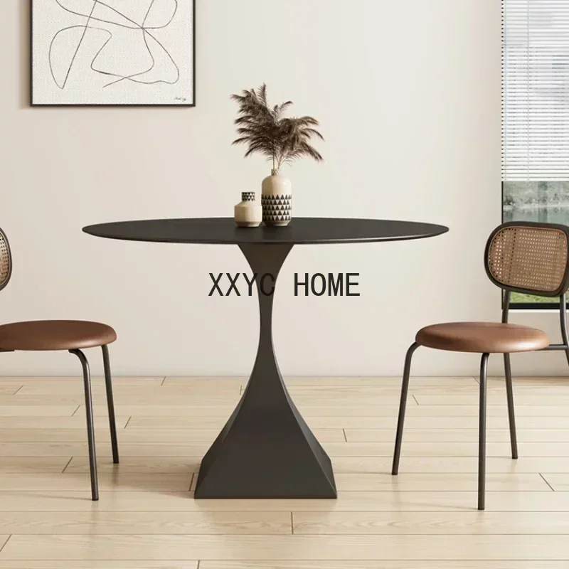 Tavolo da soggiorno retrò in ardesia Semplice rotondo nordico nero minimalista moderno Mesas De Comedor Mobili per la casa HD50CZ