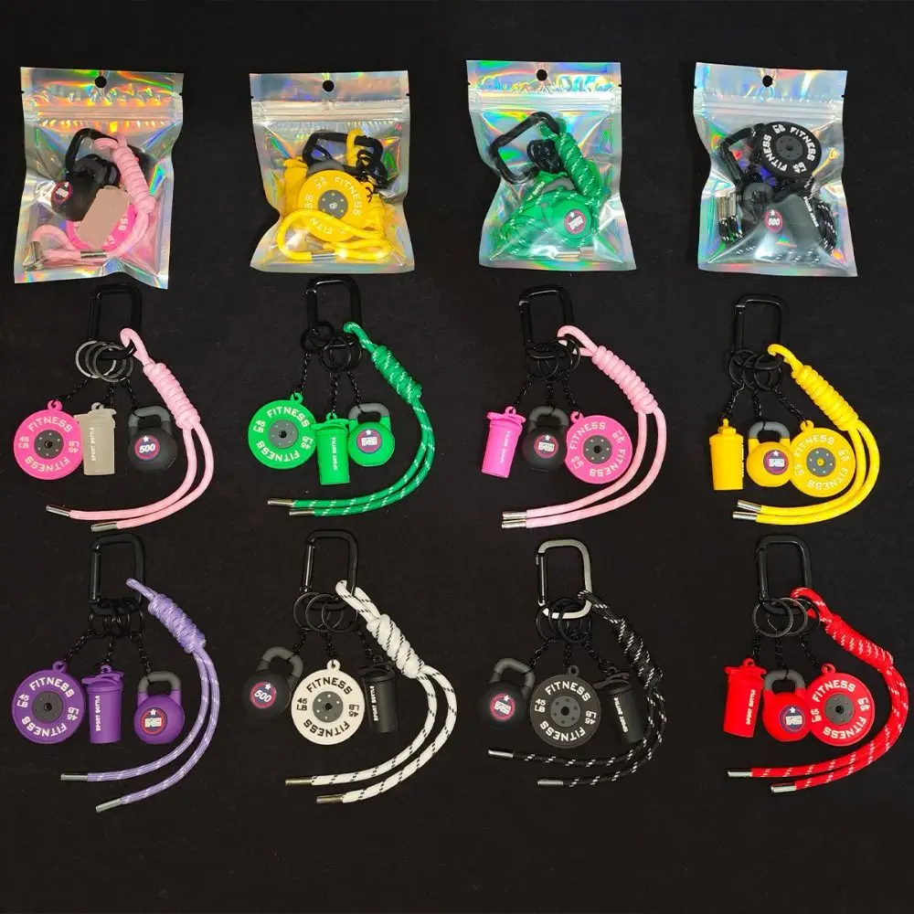 

Mini Barbell Plates Key Chain Rectangular Buckle Kettlebells Simulation Dumbbells Keyring Bag Charm Creative