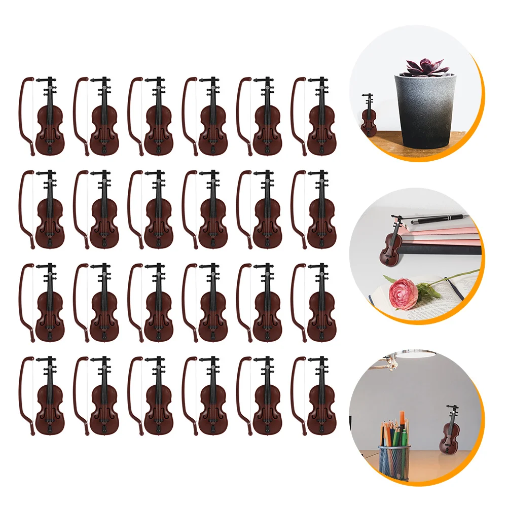 

24 Sets Mini Violin Violins Music Decor Christmas Crafts Decorations Realistic Model Miniature Dollhouse Baby