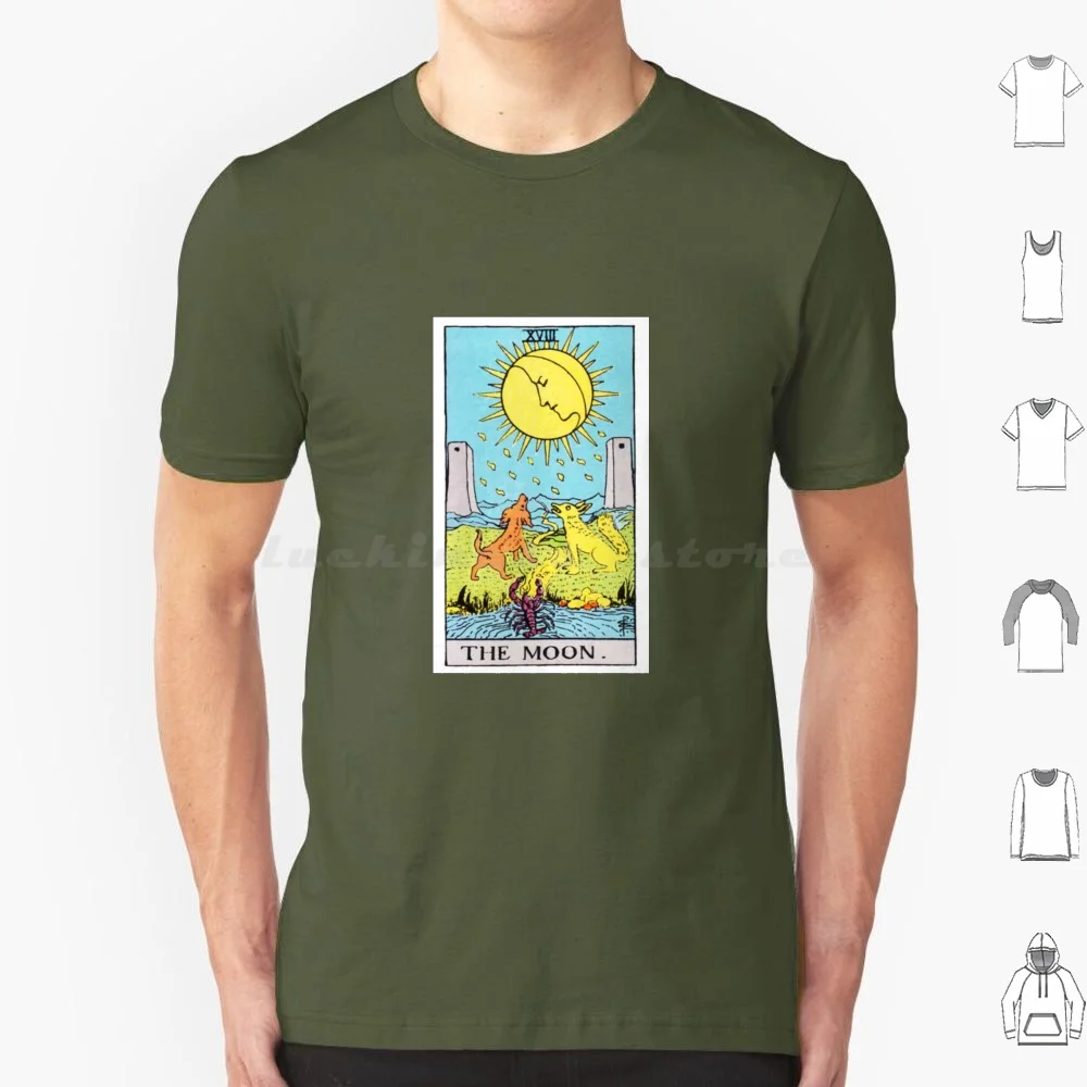 The Moon Tarot Card T Shirt Cotton Men Women Diy Print The Moon Rider Waite Tarot Tarot Tarot The Moon Tarot Witch Hex