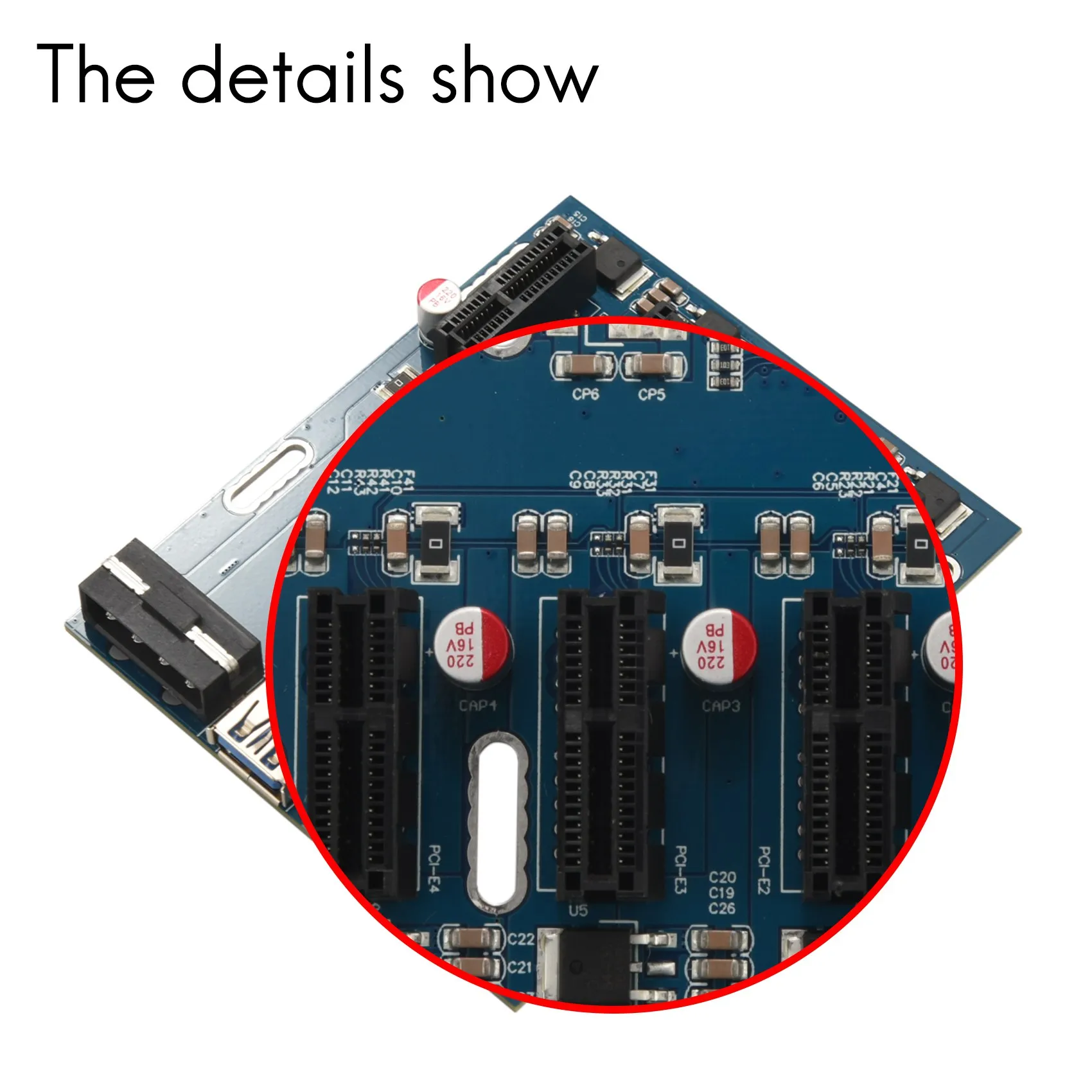 Imagem -06 - Pci-e 1x Kit de Expansão a 4slots Switch Multiplicador Hub Riser Card Adapter Cabo Usb 3.0 Módulos de Mineração Pcie