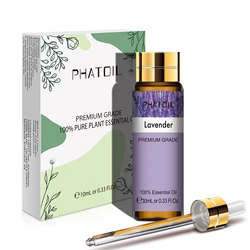 PHATOIL 10ml Lavender Jasmine Eucalyptus Vanilla Oregano Spearmint Pure Essential Oils with Droppers for Humidifier Oil Diffuser