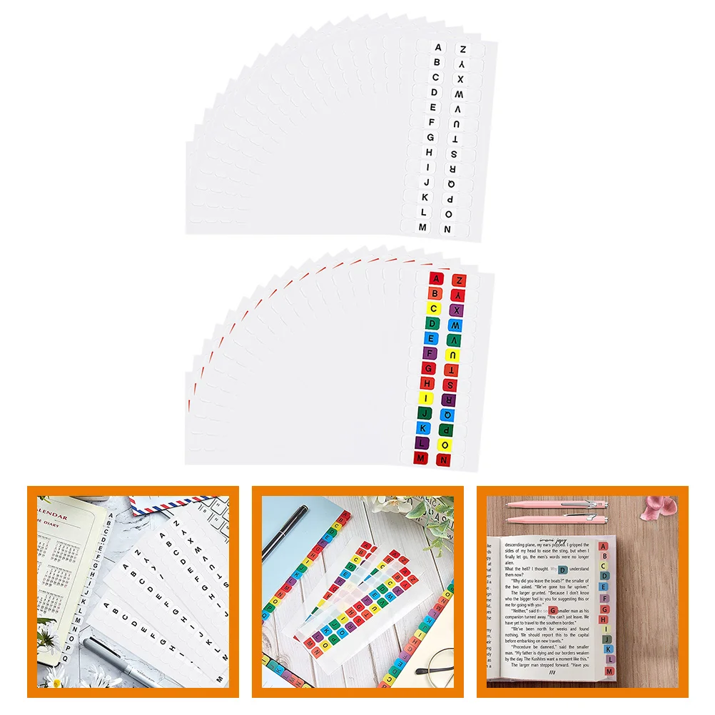 30 Sheets Alphabet Index Stickers File Tabs Flags Bookmark Sticky Letter Page Marker Labels Markers Colored Tags Notepad