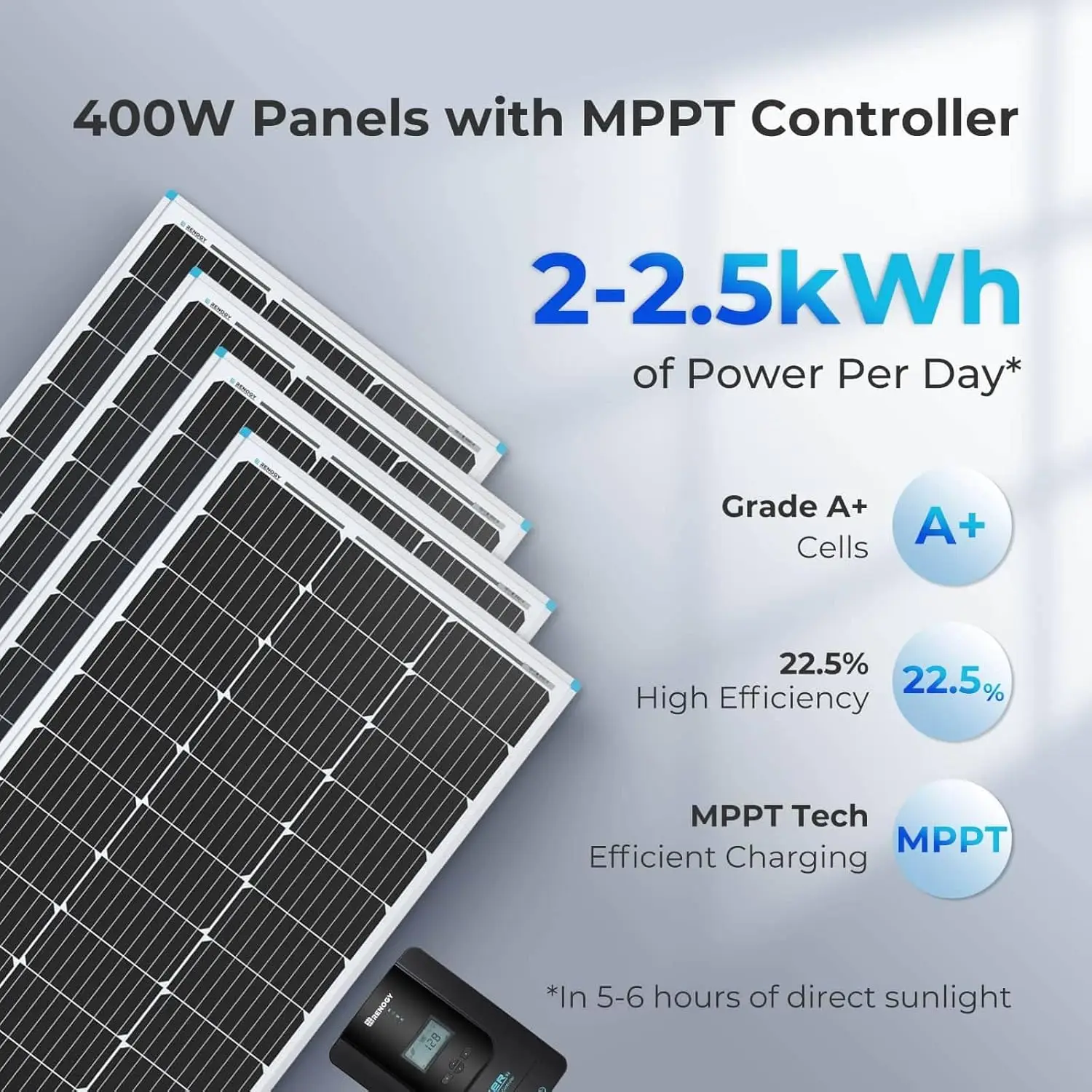 Bluetooth Module Fuse+ Mounting Z Brackets+Adaptor Kit +Tray Cables Set, 400W, Grid 12V Solar Power System