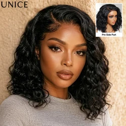 UNice Side Part Water Wave Bob Wig 220% Density Pre Cut Pre Bleached 6x4 Minimalist Lace Wigs 100% Human Hair Wig For Beginners
