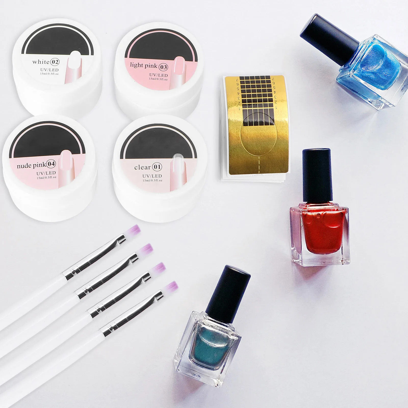 

1 Set Art Tool Kit Light Extension Gel Tape Set Manicure Tools Salon Home Use Fixed Armour Cards Extension Nail Plate Nail Art