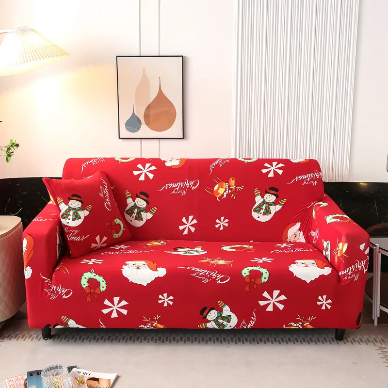 Christmas Elastic Sofa Covers for Living Room Floral Printed Couch Cover Stretch L Shape Corner Sofa Towel Chair Slipcover 1PC