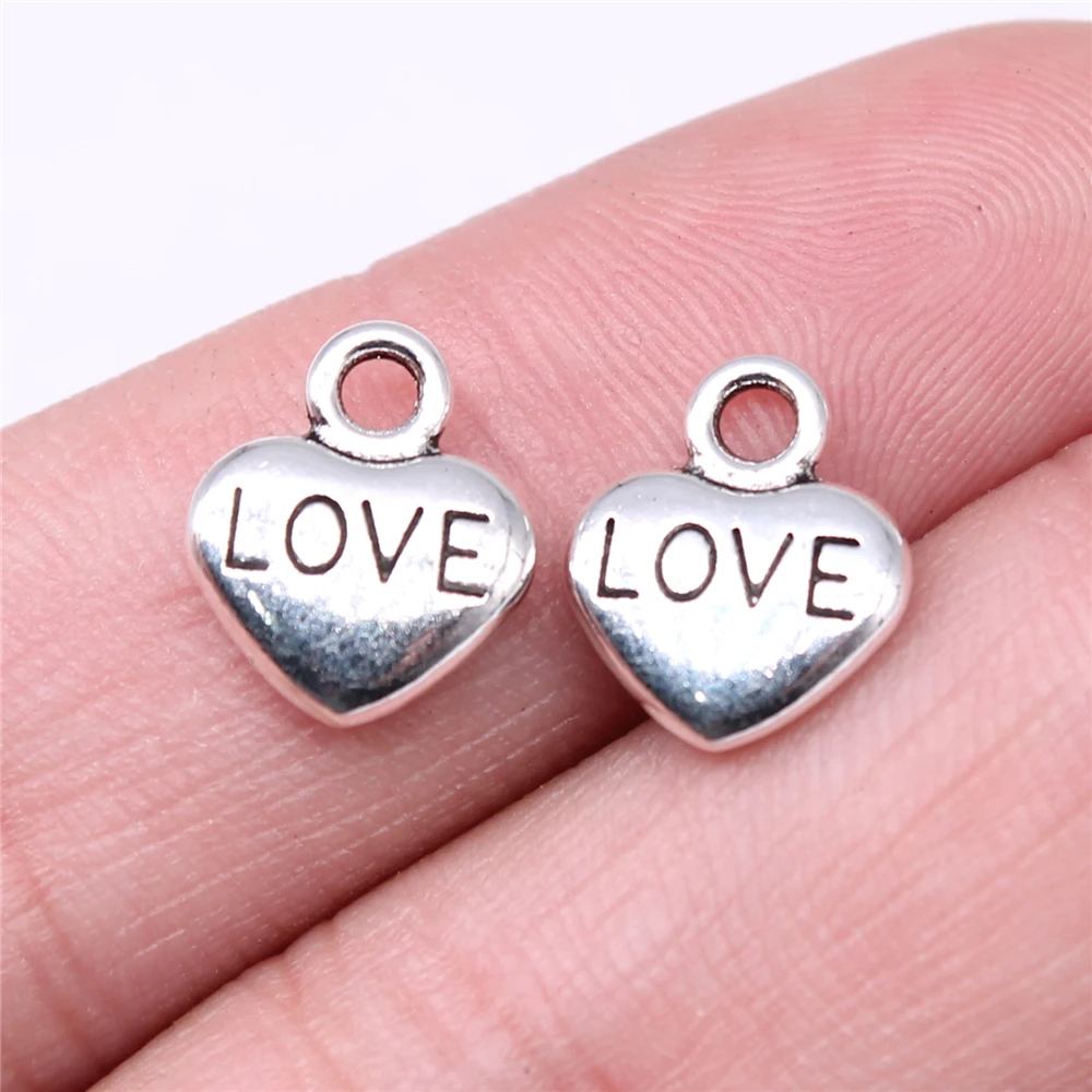 

200pcs Charms Wholesale 12x10mm Love Heart Charms Wholesale DIY Jewelry Findings Antique Silver Color Alloy Charms