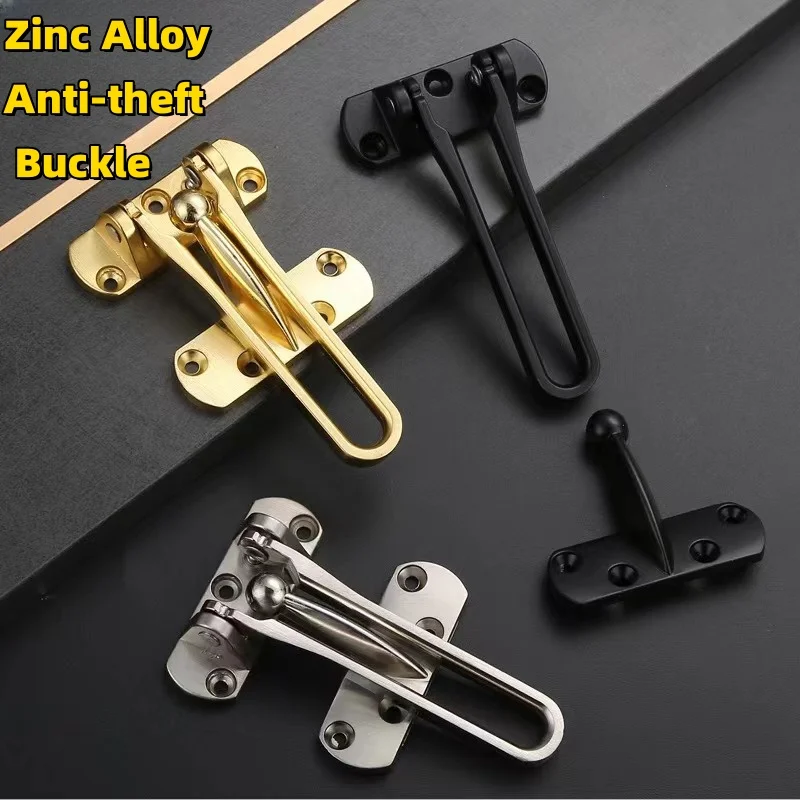 Zinc Alloy Anti-theft Door Buckle Hotel Safety Chain Latch Brushed Anti-lock Door Buckle Insurance  Thickened Silent Anti-rust