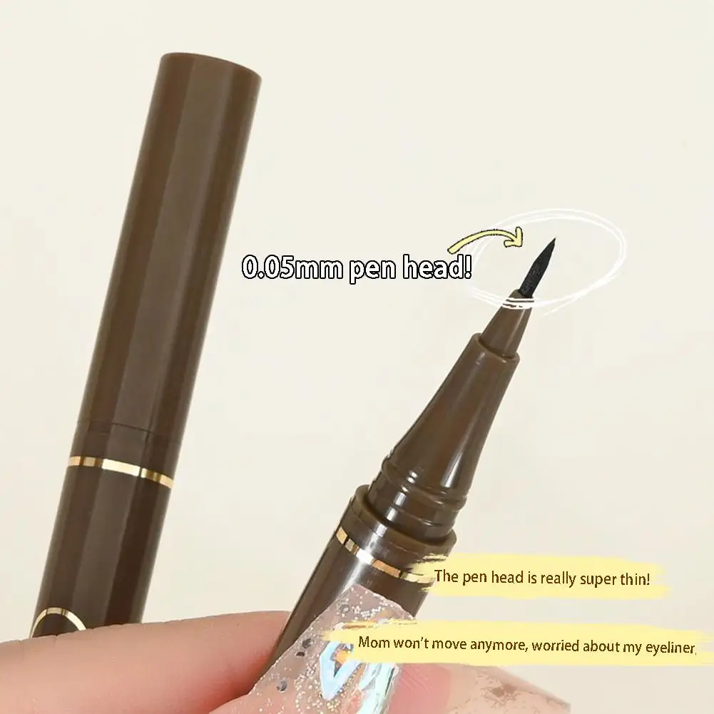 Waterproof Quick Dry Liquid Eyeliner Pen Ultra-fine Matte Black Brown Lasting Lying Silkworm Eyeliner Pencil Beauty Eyes Makeup