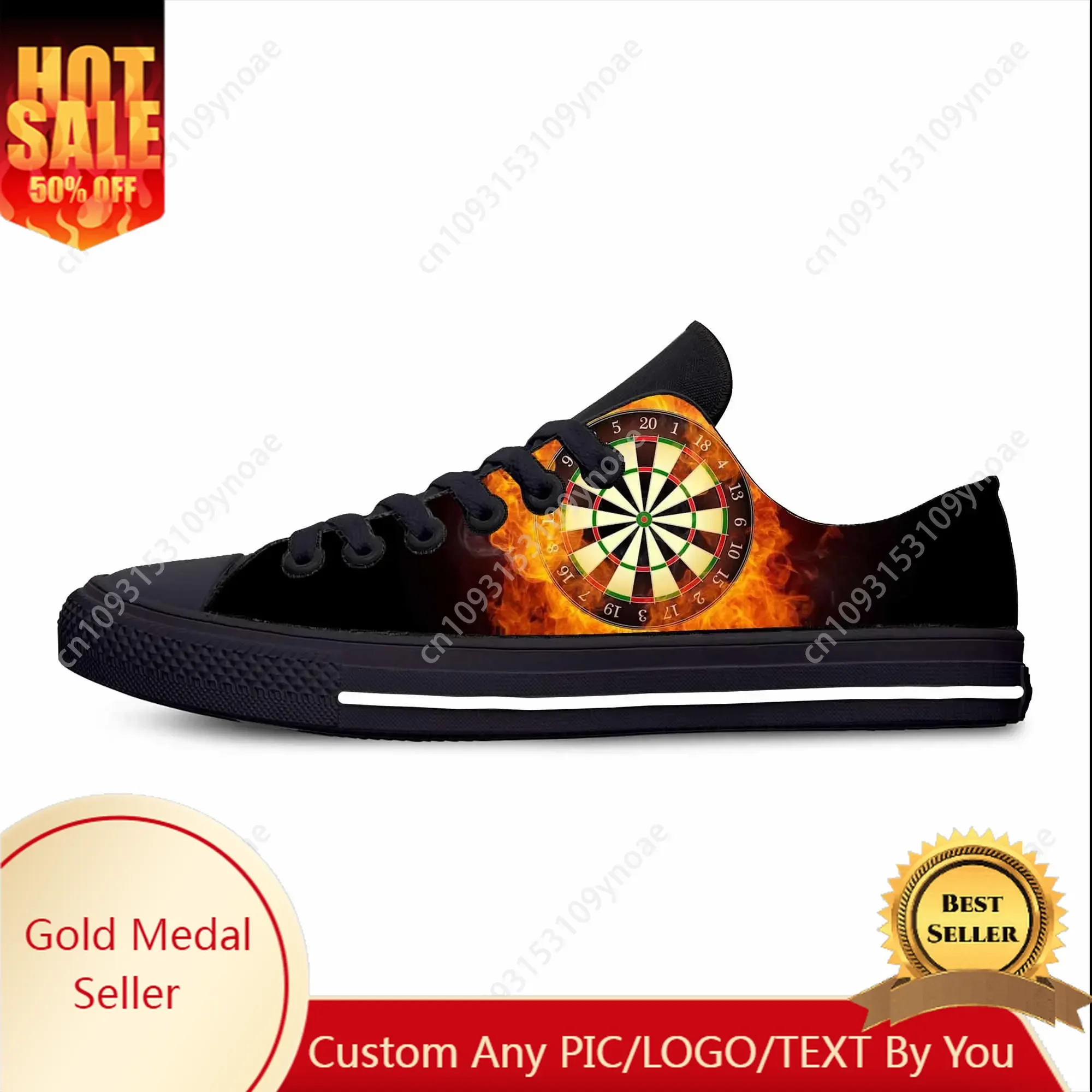 

Game Sport Darts Dartboard Dart board Target Funny Casual Cloth Shoes Low Top Comfortable Breathable 3D Print Men Women Sneakers