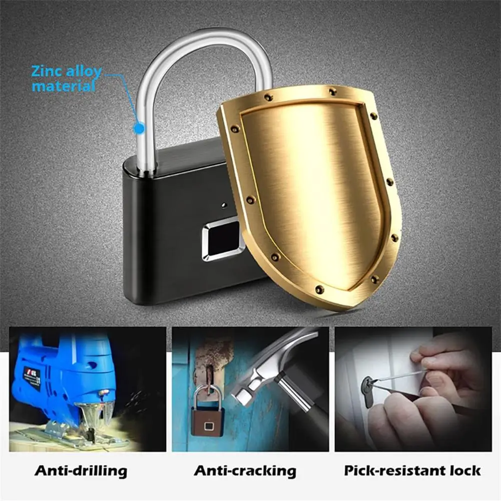 SY11 Fingerprint Padlock Ultra Light One Touch Open Fingerprint Lock With USB Charging For Gym Locker School Locker Luggage Back