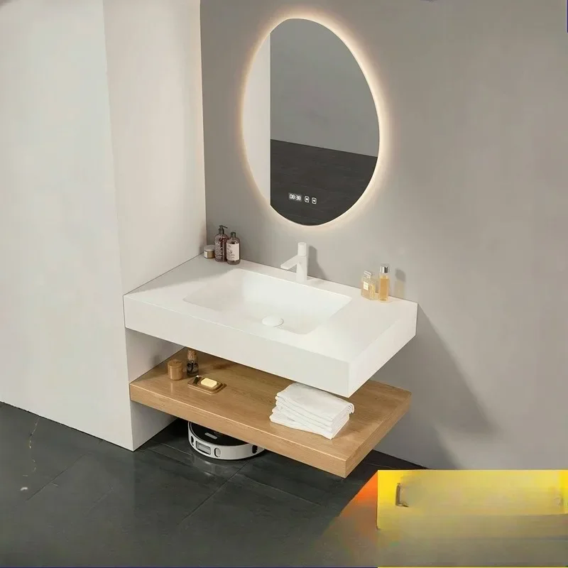 Cream Wind Slate Seamless Basin Washbasin Bathroom Cabinet Combination Hotel B & B