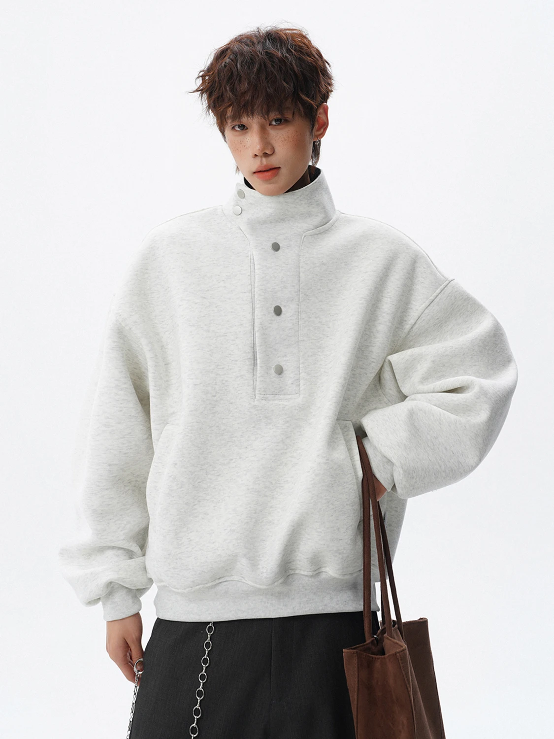 

Мужская толстовка Cleanfit American High-End Sle свободного кроя на пуговицах, весенняя модная брендовая куртка с воротником-стойкой и клетчатыми вставками