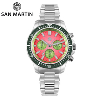 San Martin 40mm Diver Chronograph Watch Peacock SL-4801 Automatic Movement Luxury Men Mechanical Wristwatch Waterproof SN0118