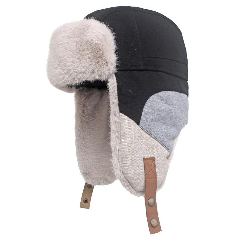 2023 Winter Cotton Solid Ear Protection Hat Adjustable Outdoor Skullies Beanies Bomber Hats Keep Warm Cap For Men and Women 03