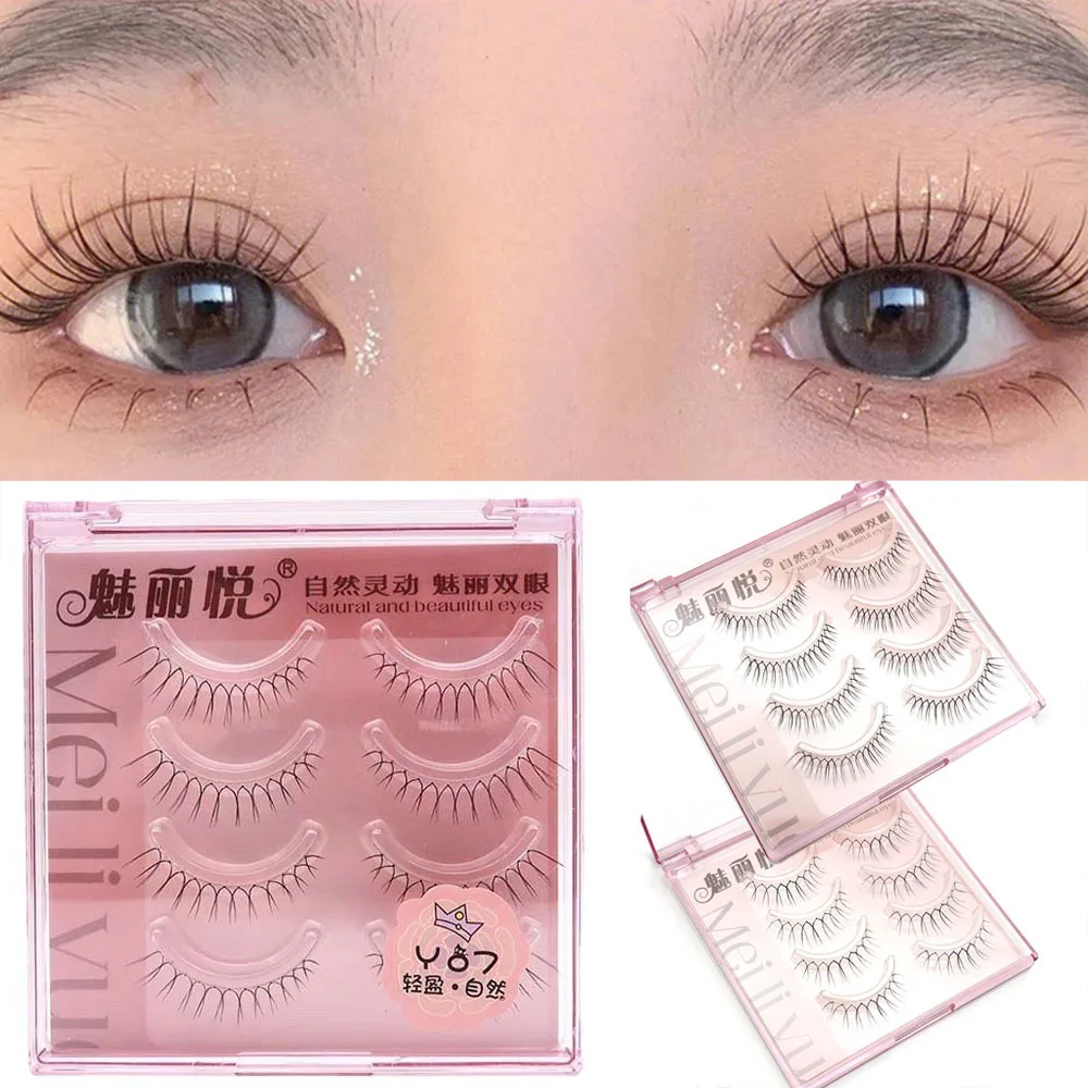 Pestañas postizas transparentes naturales en forma de U coreanas para mujer, pestañas postizas de simulación, extensión de maquillaje, pestañas falsas de visón