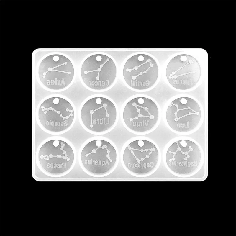 12 Zodiac Constellation Resin Molds Round Star Zodiac Sign Epoxy Silicone Casting Mould For DIY Jewelry Crafts Making Supplies