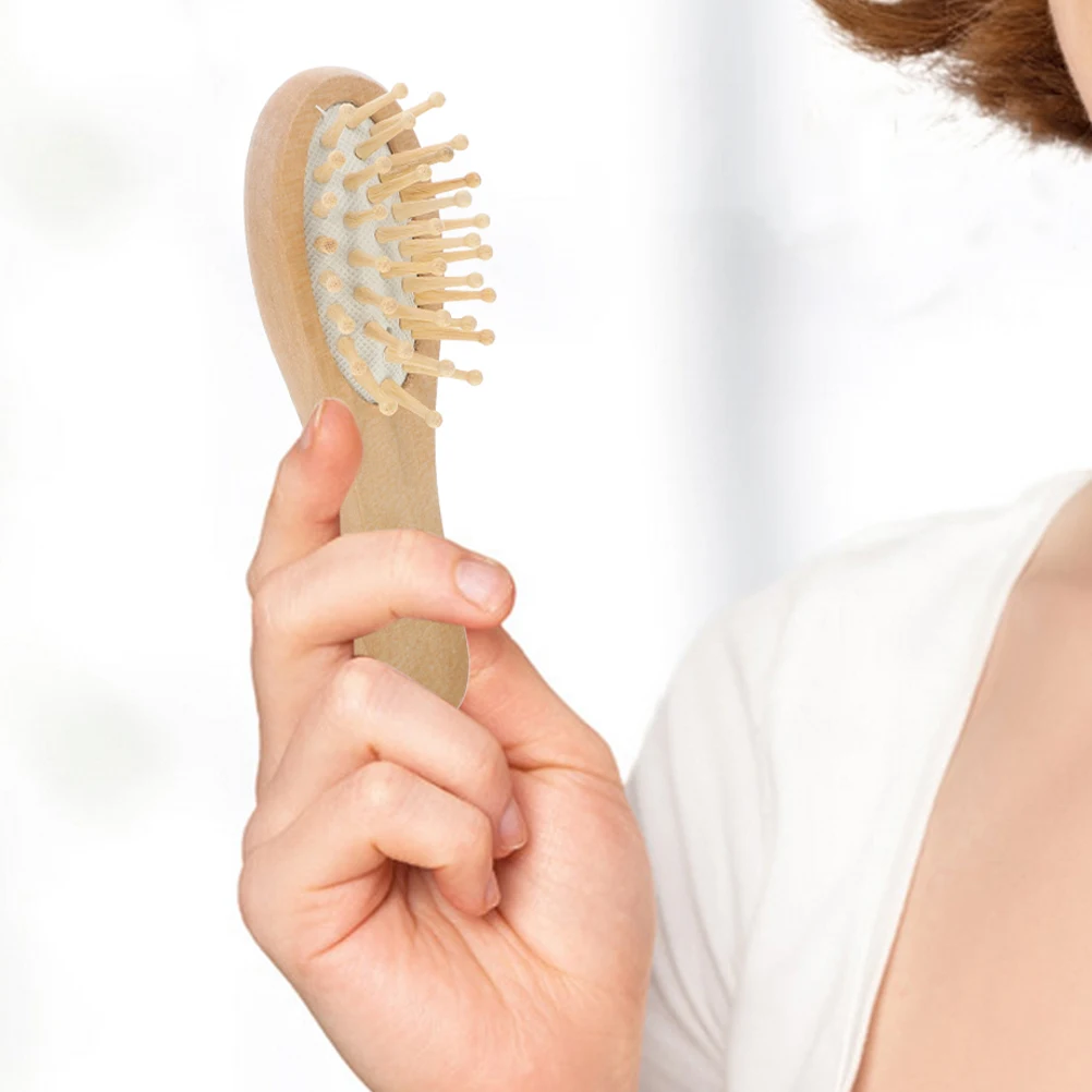 

2 Pcs Air Bag Comb Hair Massager Scalp Kids Brush Wooden Mini Portable Detangler Wide Tooth Styling Aid Travel Office Use