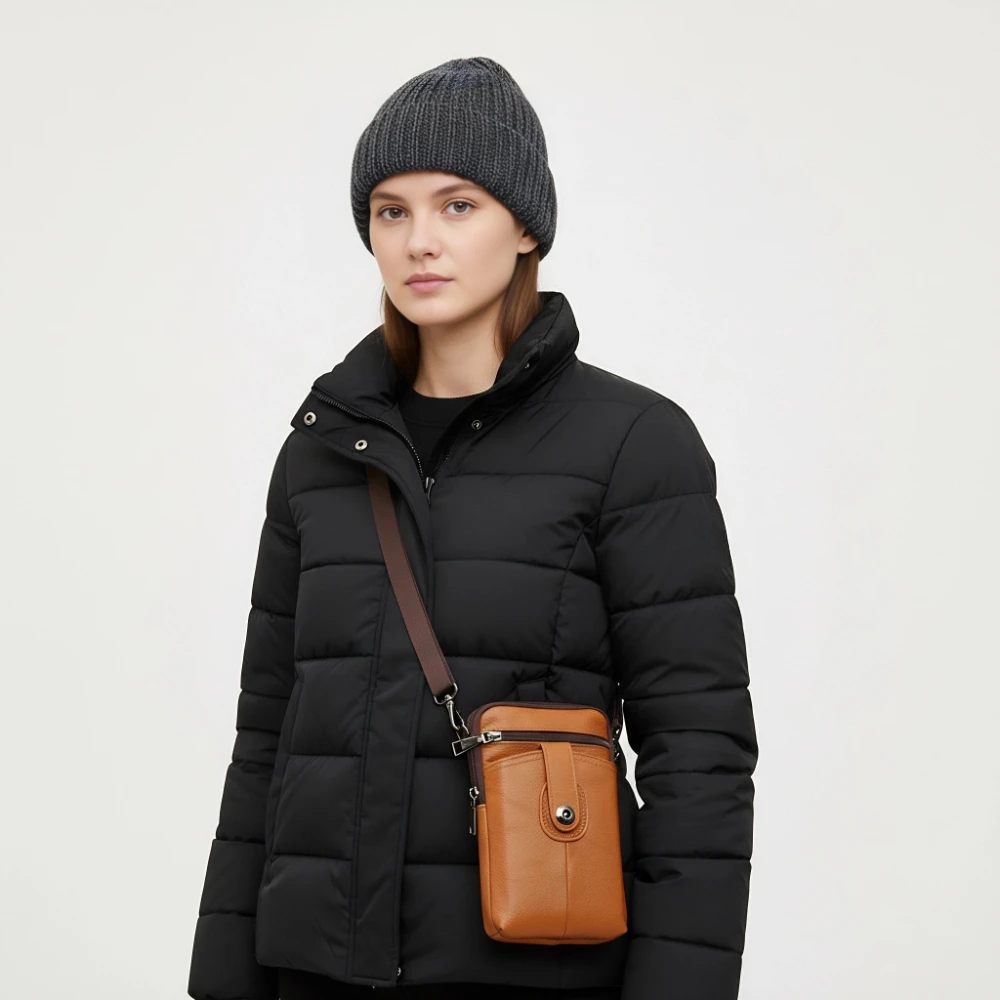 

Мужская сумка через плечо из натуральной кожи с застежкой-молнией и кнопкой-кнопкой, органайзер для телефона и кошелька, идеальный подарок на день отца и дружбу