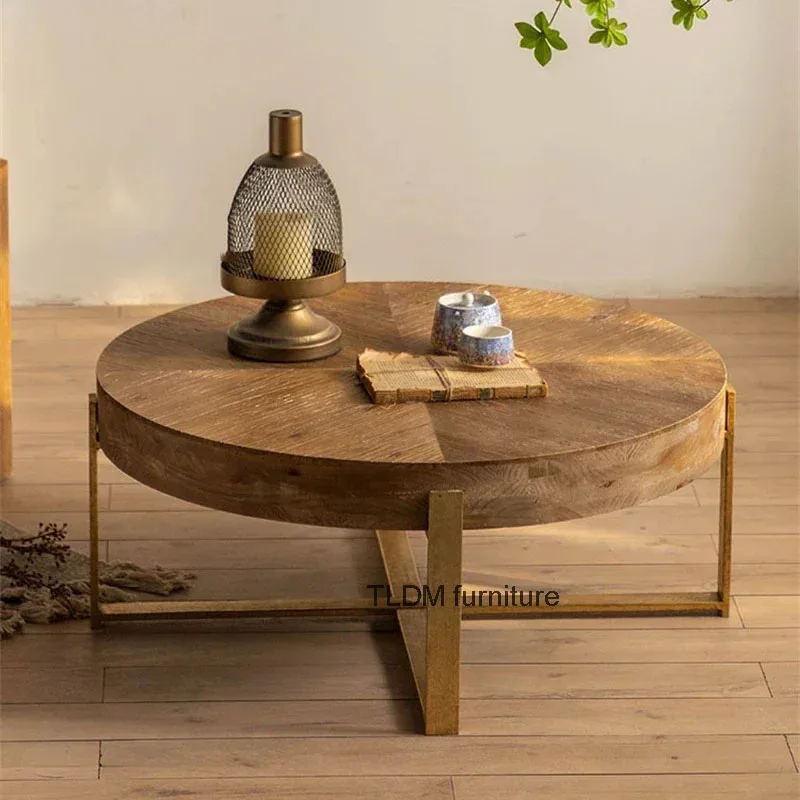 Nordic Solid Wood Coffee Tables Café Furniture Round Table Simple Retro Creative Multi-functional Household Balcony Tea Table