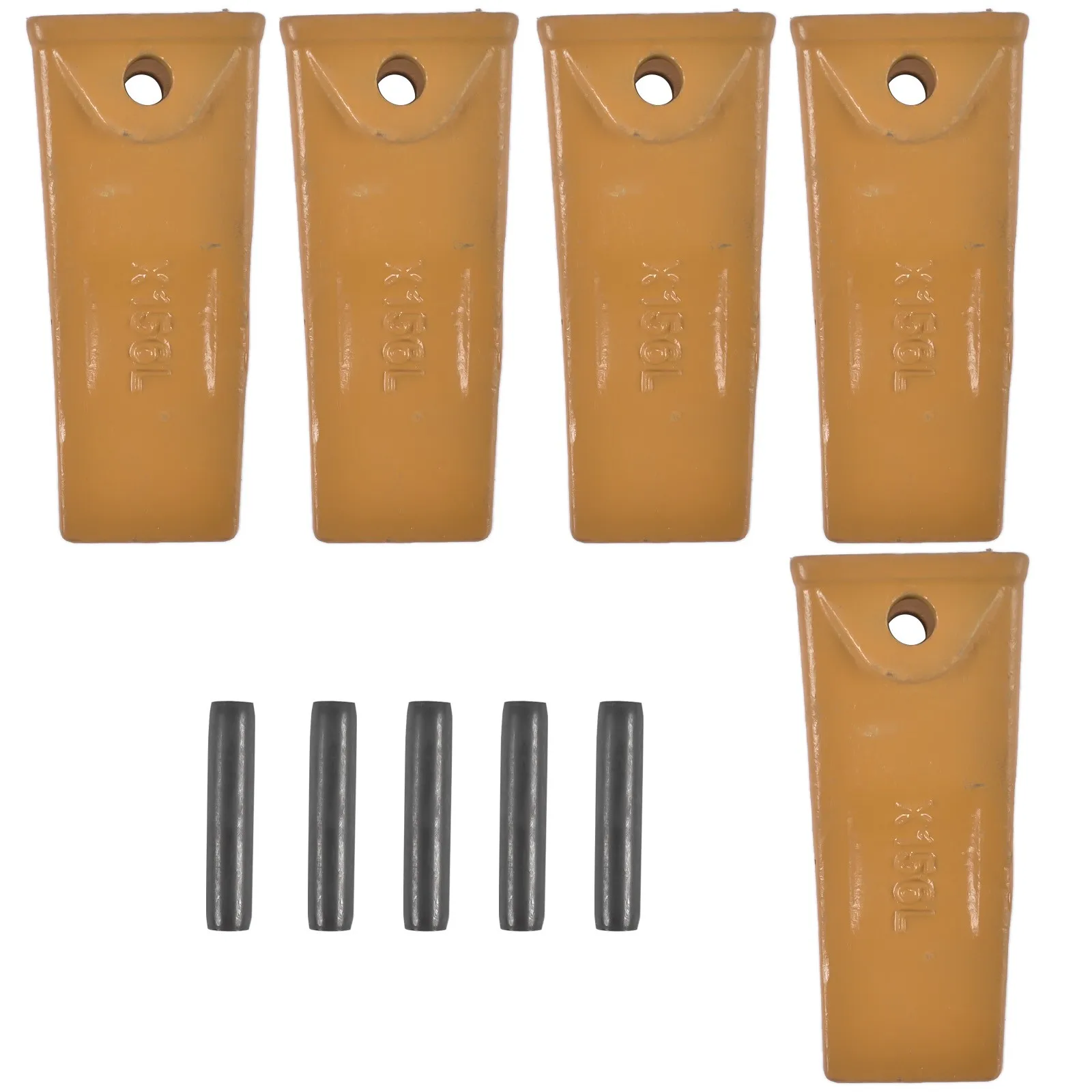 AP02 Tool Parts 5x Long Dirt Bucket Teeth X156L + Roll Pins P156 for Skid Steer Mini Excavators