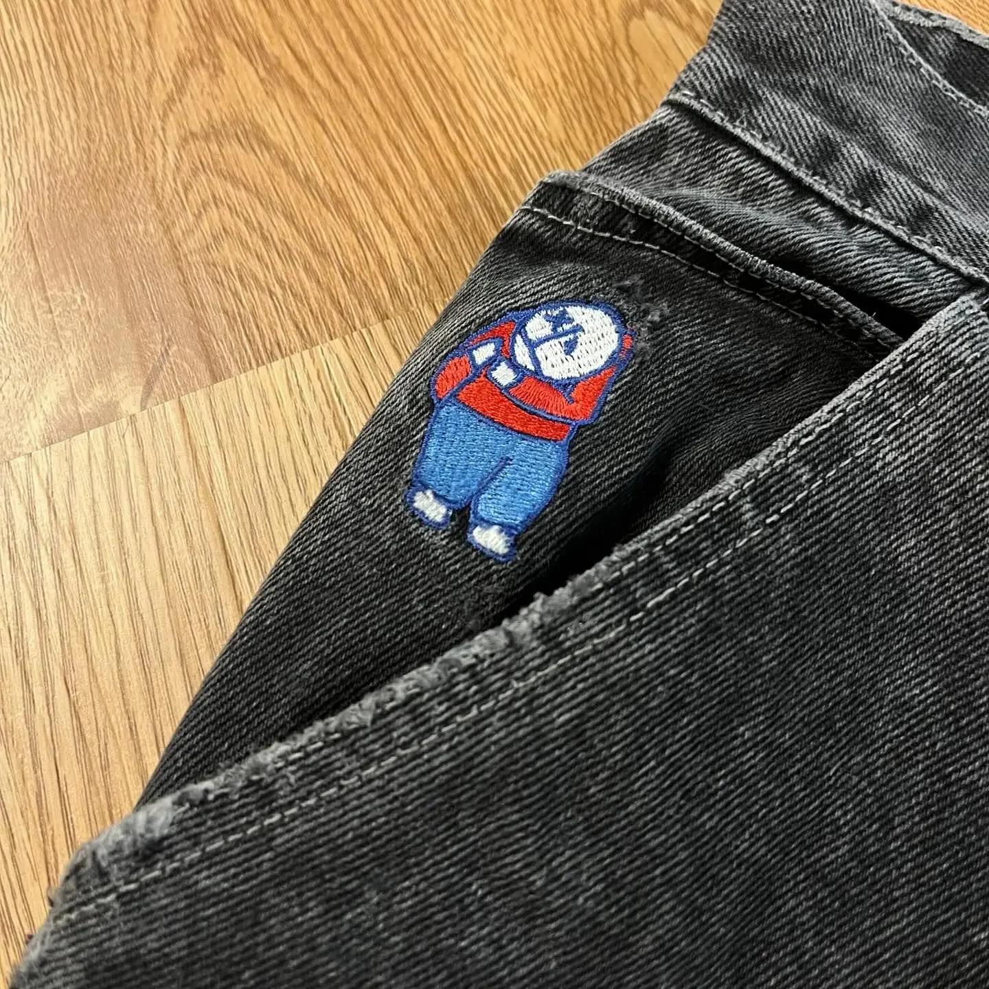 Polar Big Boy Jeans Y2K Pants Sweatpant Hip Hop Cartoon Embroidery Retro Blue Baggy Jeans Men Women Fashion Casual Wide Trouser