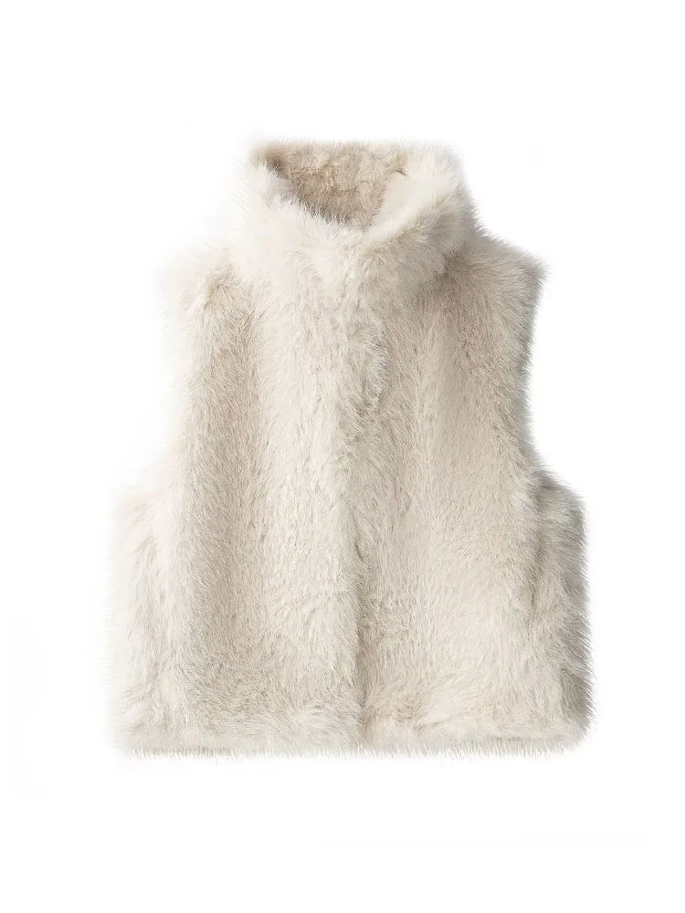 HH Gilet da donna Cappotto Solido Collo alto Senza maniche Tasca con bottoni ricoperti Gilet allentato casual invernale moda femminile 2 colori