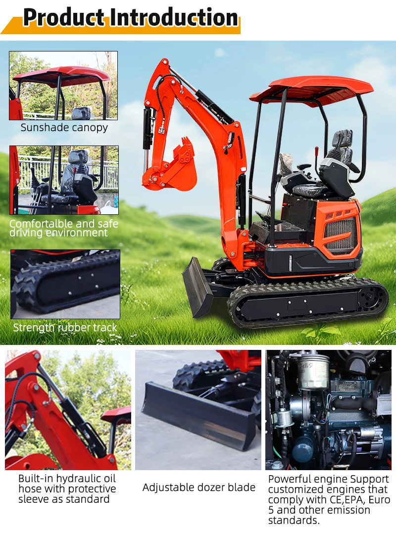 【Offiziell】 1,8-Tonnen-Mini-Raupenbagger CE EURO5 EPA Hydraulischer Bagger für Bau- und Landwirtschaftsarbeiten – Detail 4