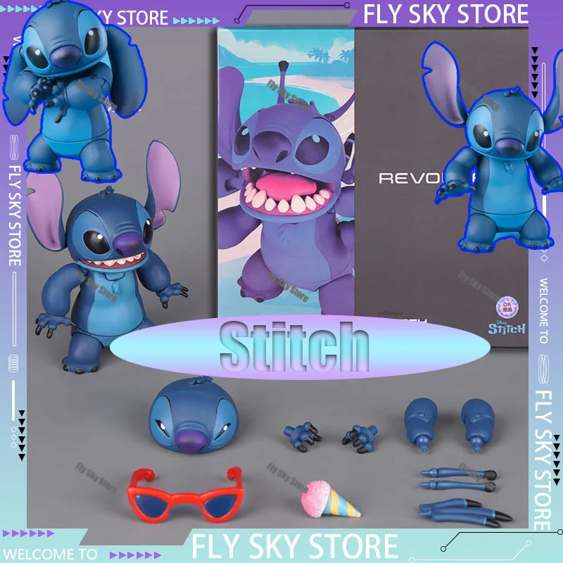 

New Lilo & Stitch Anime Figure Revoltech Stitch 6 Inch Action Figure Gk Figure KO Collectible Model Children Custom Toys Gift
