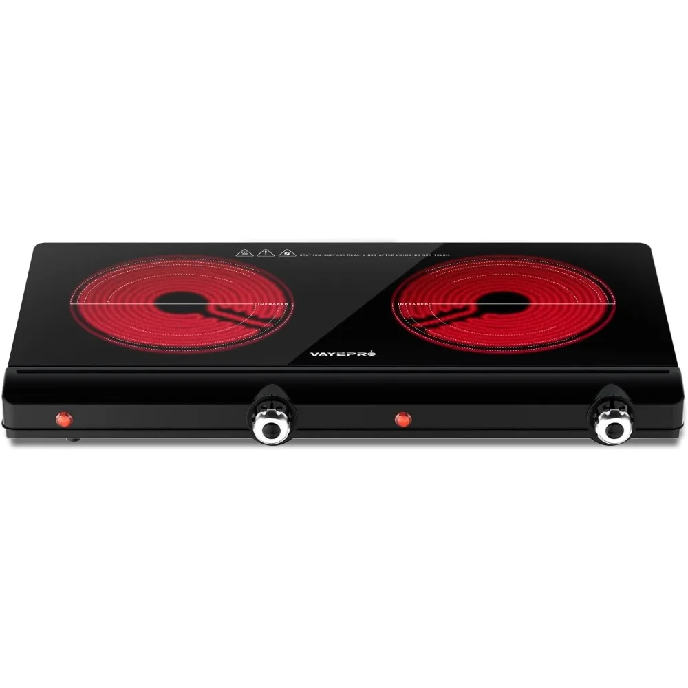 

Electric Hot Plate for Cooking, Infrared Double Burner,1800W Portable Electric Stove,Heat-up In Seconds