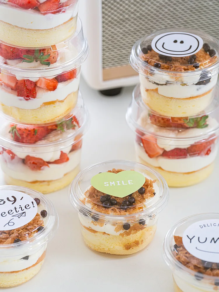 Caja Redonda Desechable para Tiramisú, Taza para Mousse, Caja de Embalaje para Repostería, Pudín de Leche, Yogur, Utensilios de Cocina