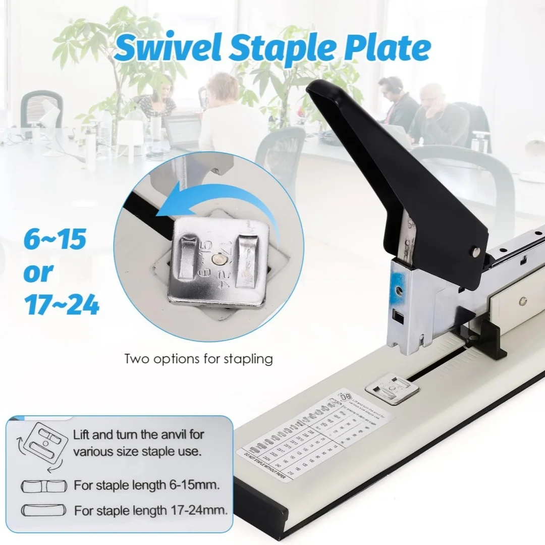 

Мощный степлер для офиса - вместимость 240 листов, регулируемый упор для бумаги, легкое скрепление до 4000 скоб