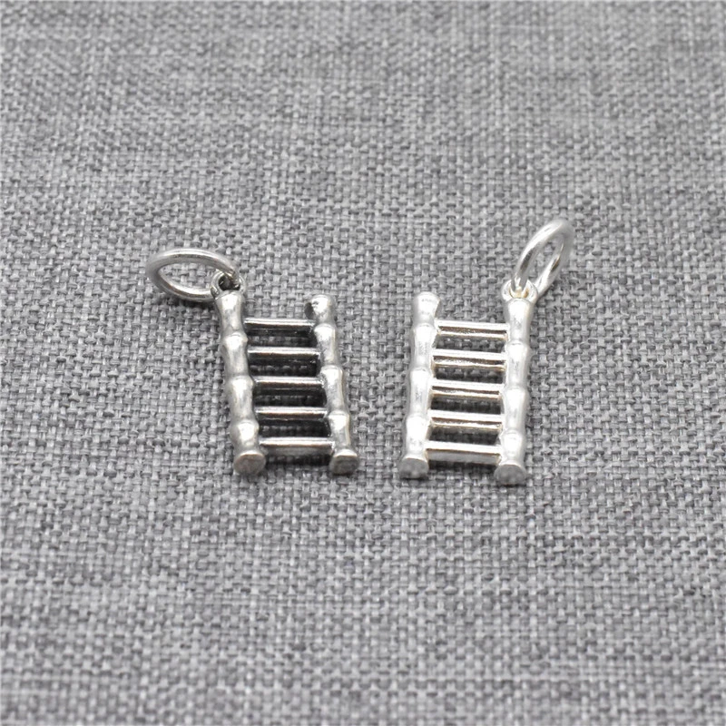 2 Pieces 3D Ladder Charms Double Sided in 925 Sterling Silver for Bracelet Necklace and Earring Making