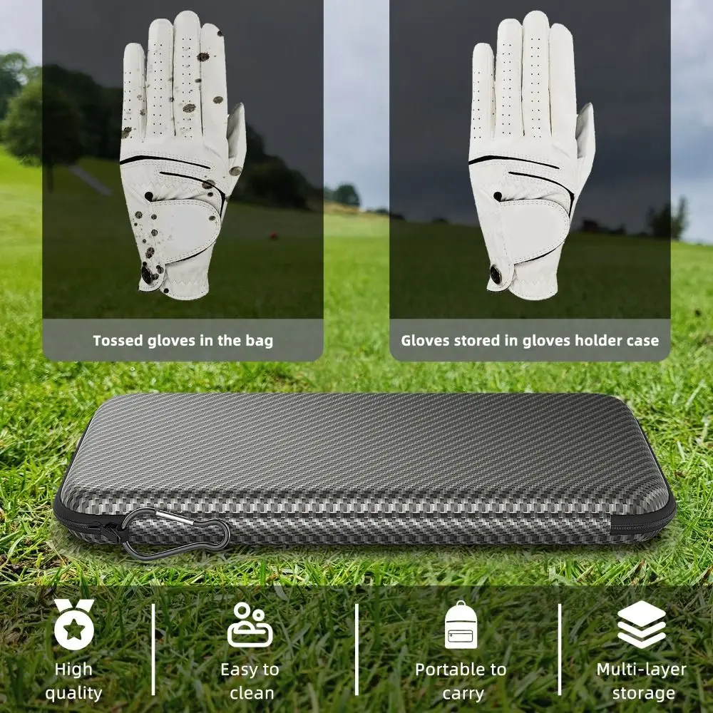 Both Palms Golf Glove Case Large Capacity Portable Full Finger Golf Gloves Bag with hook Easy To Clean Golf Mittens Box