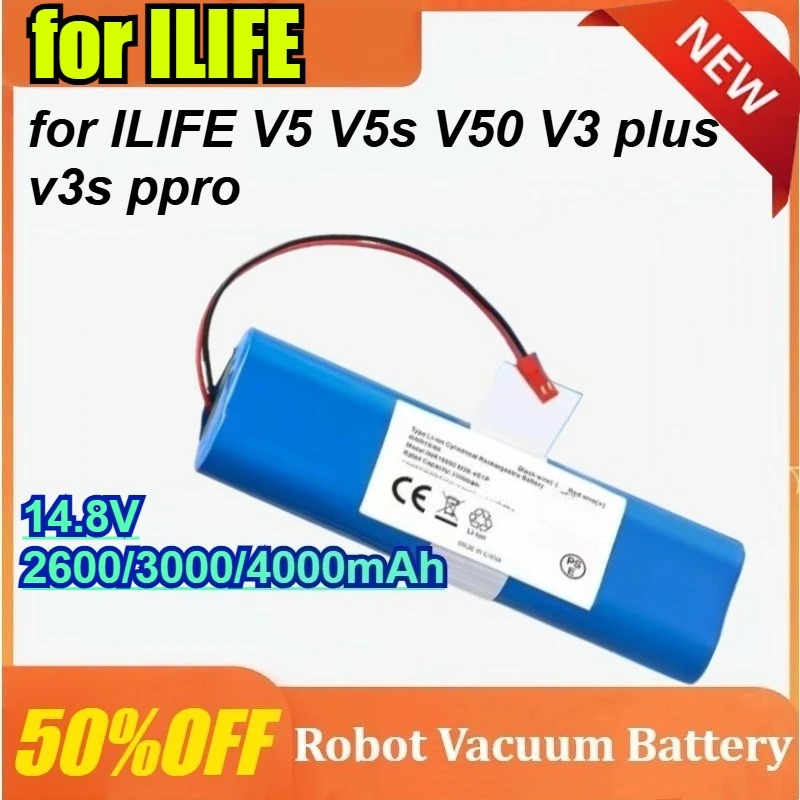 

For ILIFE V5 V5s V50 V3 Plus V3s Pro 14.8V 2600/3000/4000mAh Vacuum Cleaner Battery