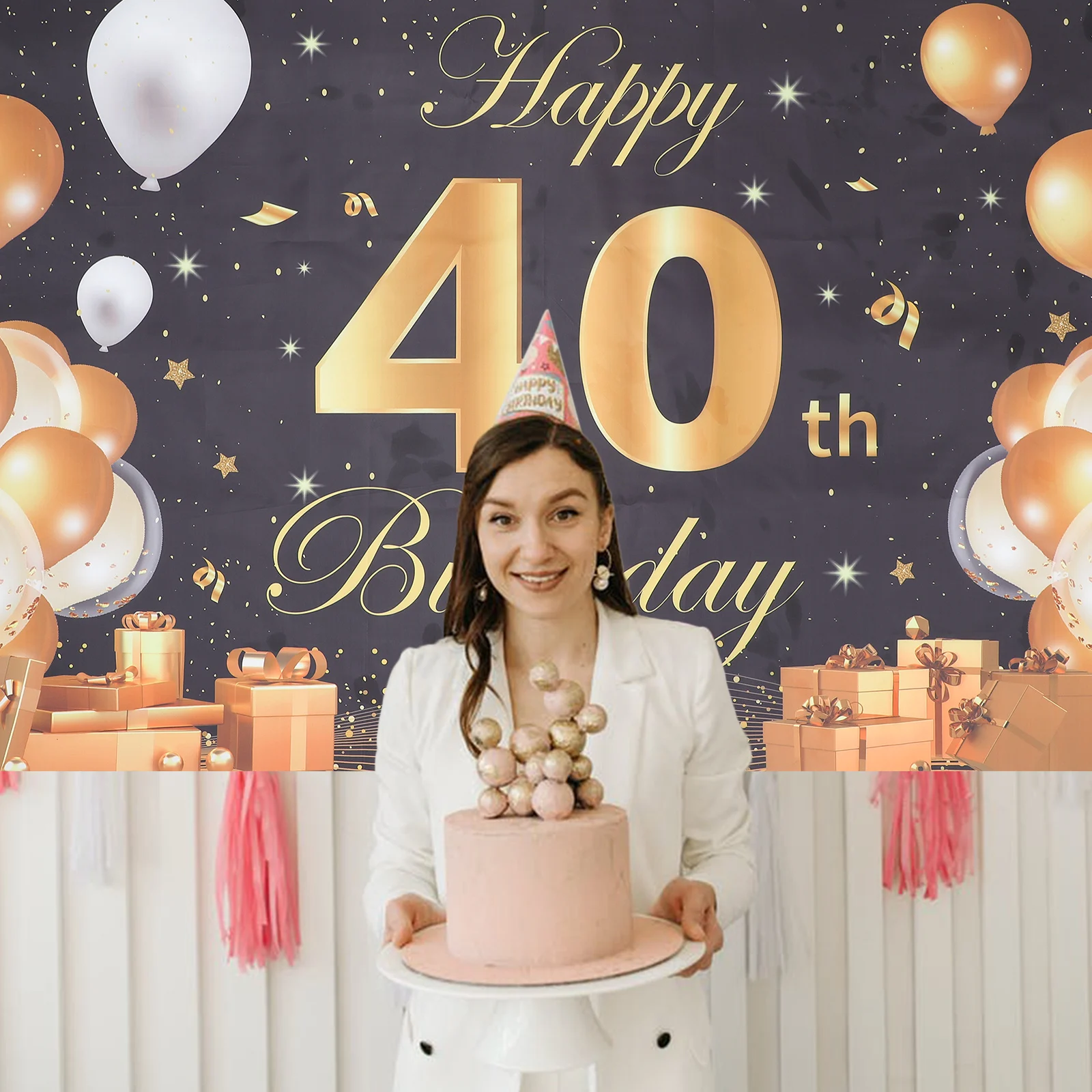 

1pcs Birthday Party Backdrop Premium Polyester Bright Color Clear Lines Flat Design For Hanging Vertical Horizontal Use Birthday