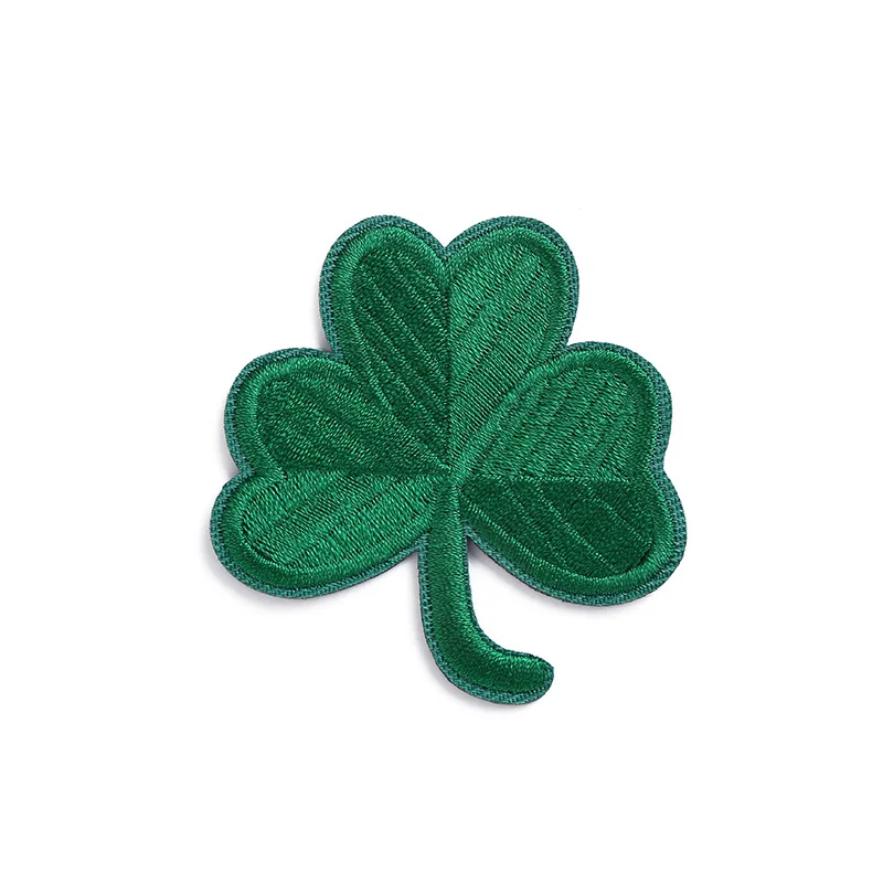 1pc Clover Cloth Sticker Green Embroidery Cloth Sticker Heart Shaped Clover Patch Sticker
