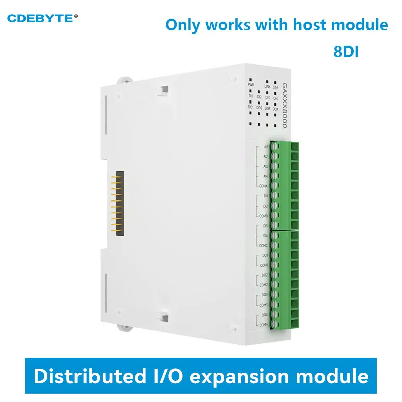 

8DI Distributed Remote IO Expansion Module RJ45 RS485 Modbus Analog Switch Acquisition CDEBYTE GAXXX8000 Fast Expansion PNP NPN