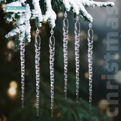 6/10pcs 28cm New Year Acrylic Icicles Pendants Christmas Tree Hanging Clear Simulation Ice Winter Holiday Party Supplies Navidad