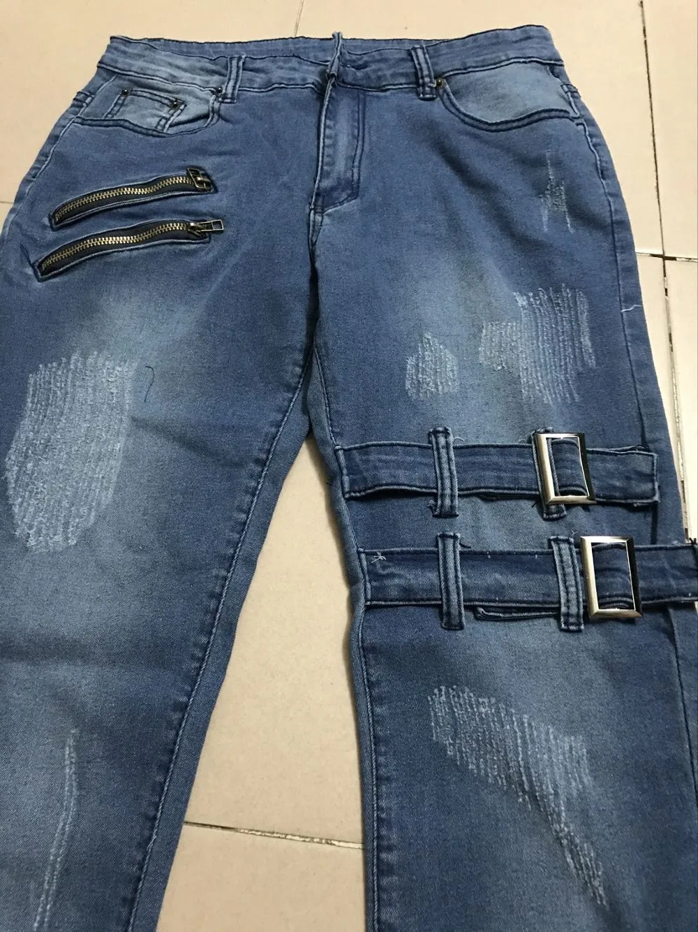 Pantalones vaqueros ajustados de pierna recta para hombre, Jeans rasgados, ropa de calle para jóvenes, pantalones largos de Moto Harajuku, negro