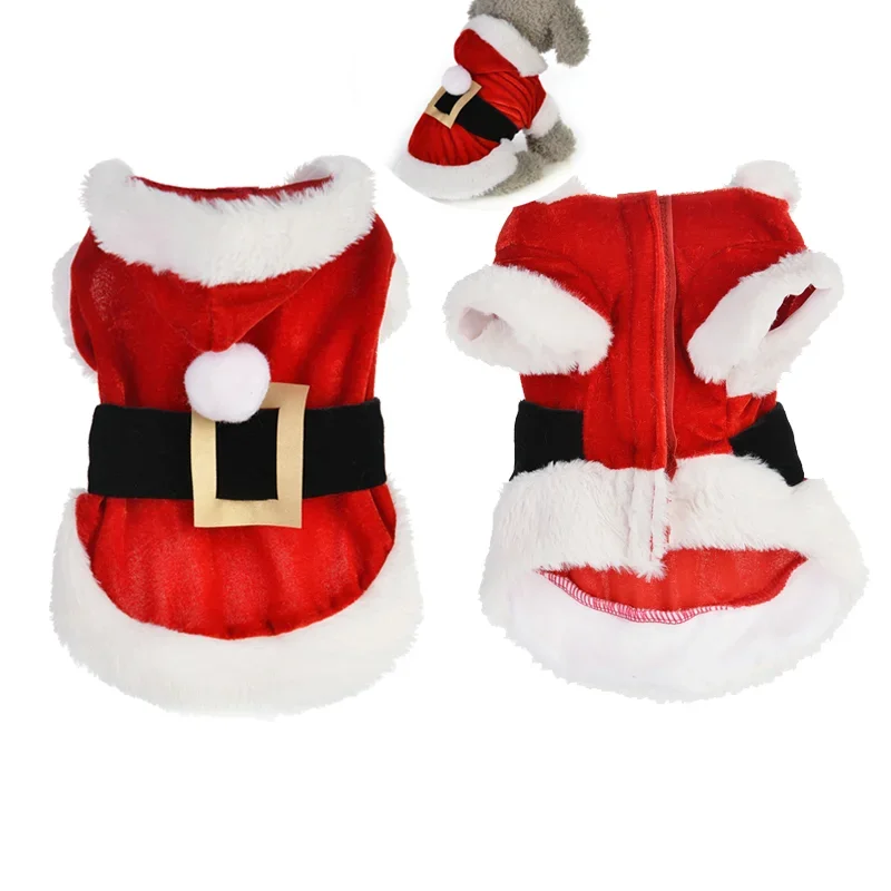 

Santa Christmas Costume Clothes for Pet Small Dogs Winter Dog Hooded Coat Jackets Puppy Cat Clothing Chihuahua Yorkie Gift