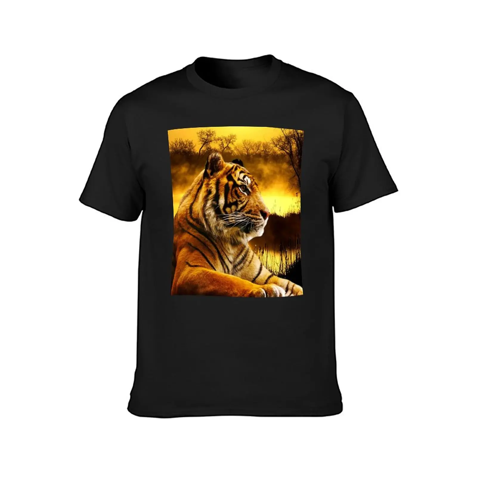 Tiger and Sunset T-Shirt blanks oversized plus sizes vintage plain t shirts men