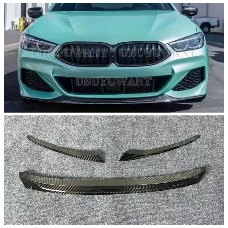 3 Pcs For BMW 8 Series G14 G15 G16 840i 2020 - 2025 Front Bumper Splitter Lip Car Diffuser Body Kit Spoiler Carbon Fiber