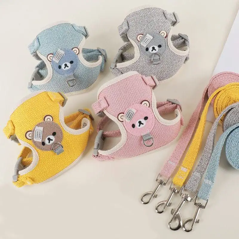 Lovely Small Pet Vest Chest Strap Dog Leash Traction Rope Walking Dog Cat Bunny Vest Harness Poodle Collar Leash Dog Accessories